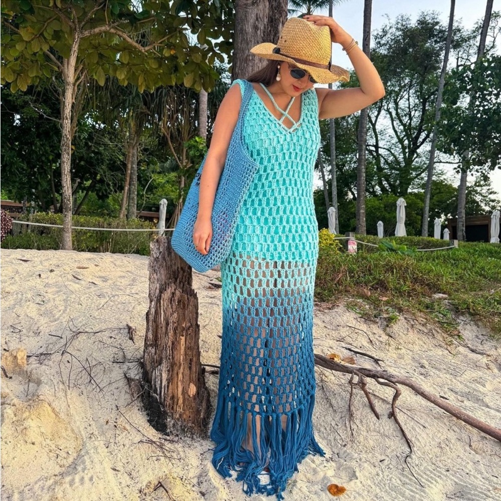 Blue ombré Crochet Dress NWT